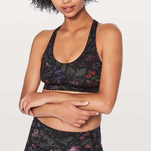 lululemon athletica Other - Lululemon Black Floral Seamless Sports Bra Size 2